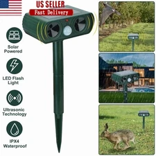 Solar Ultrasonic Animal Repeller Waterproof Motion Activated Pest Control Device