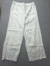 Eileen Fisher Linen Wide Leg Lounge Pants Womens M White Pull On Pockets