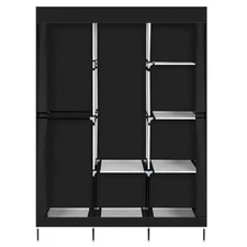 71" Portable Closet Wardrobe Clothes Rack Storage Organizer with Shelf Black USA