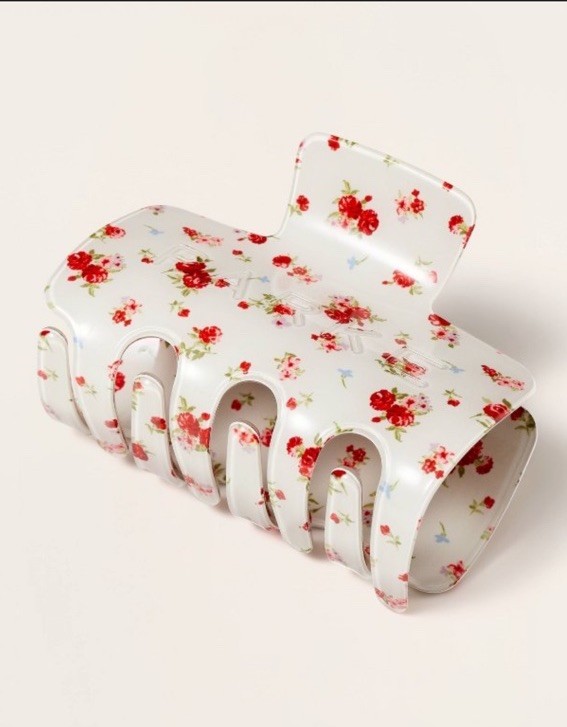 PARKE x Target Claw Hair Clip White Red Floral Pattern PARKE  display picture 1