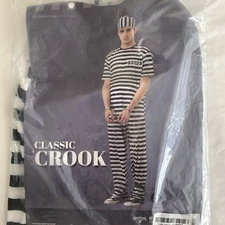 Classic Crook Robber Halloween Costume Men's Large Stripe New