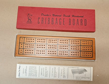 Vintage DRUEKE Hardwood Cribbage Board Model 28 in Original Box W/pegs  Inst.