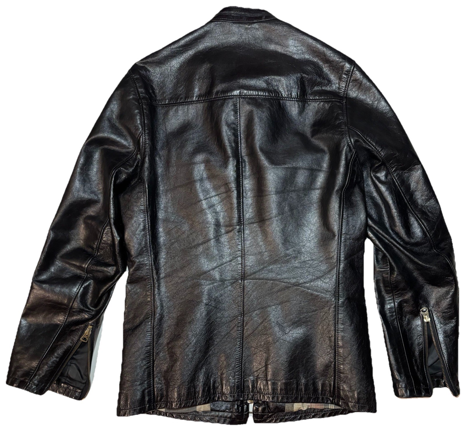 Schott NYC Black Leather Cafe Racer Jacket Men’s Small Made In USA Dean Classic