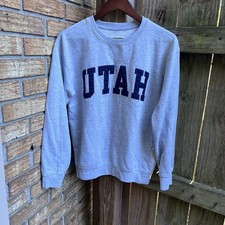 Utah Crewneck Sweatshirt - Light Gray with Navy Lettering Size Small