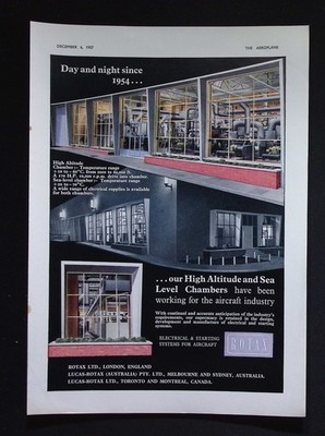 Original 1957 Advert Rotax Aircraft Electrical and Starting Systems Chambers