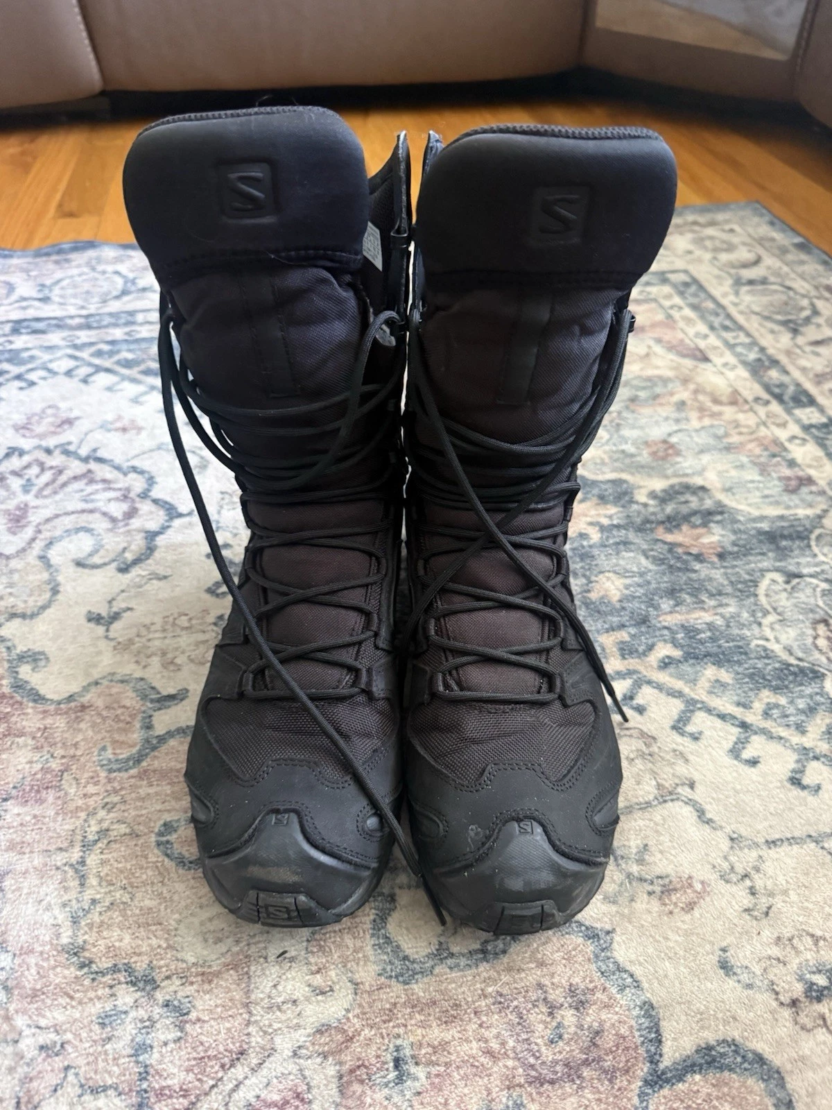 Salomon woman’s /Men's Waterproof Black Tactical Boots Solid Lace-Up US 8