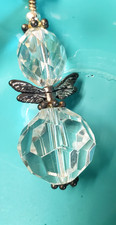 Handmade Crystal Angel Pendant W/ Silver Wings & Halo  Jewelry Or Hang On Purse