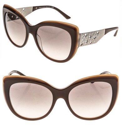 BULGARI BV8198B DIVAS DREAM 8198 Brown Beige Crystal Jewel Fan Pave Sunglasses