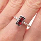 Or Paz PZ 925 Sterling Silver Vintage Israel Real Red Garnet Ring Size 9