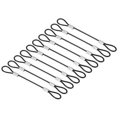4'' Safety Cable Lock 10Pack Stainless Steel 2mm Dia Security Wire Rope,Black