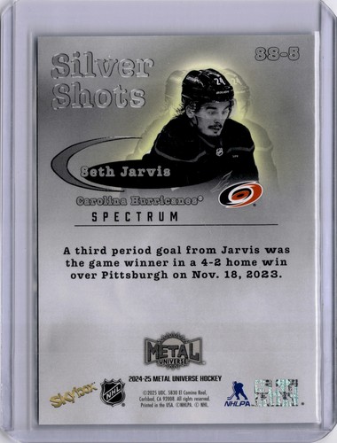 Seth Jarvis Silver Shots /199 2024-25 Metal Universe spectrum #SS-5 - Picture 2 of 2