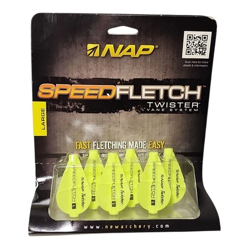 NAP Speedfletch Twister Vane System Large Yellow Fast Fletching Hunting Bow New
