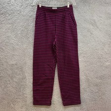 Esprit Vintage 80's Houndstooth Trouser Wool Blend Size 7/8 Purple Black
