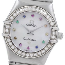 OMEGA 1460.79 Constellation Mini My Choice Iris Color Stone 12P Diamond Bezel Qu