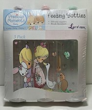 Vintage 2002 Baby Bottles 3 Pack 8oz Luv N' Care Precious Moments Animals New