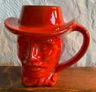 Frankoma 1977 cowboy mug coffee cup orange