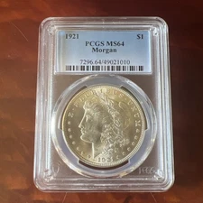 1921 P PCGS MS64 Morgan Dollar $1 US Mint Silver Coin 1921-P MS-64 Blast White