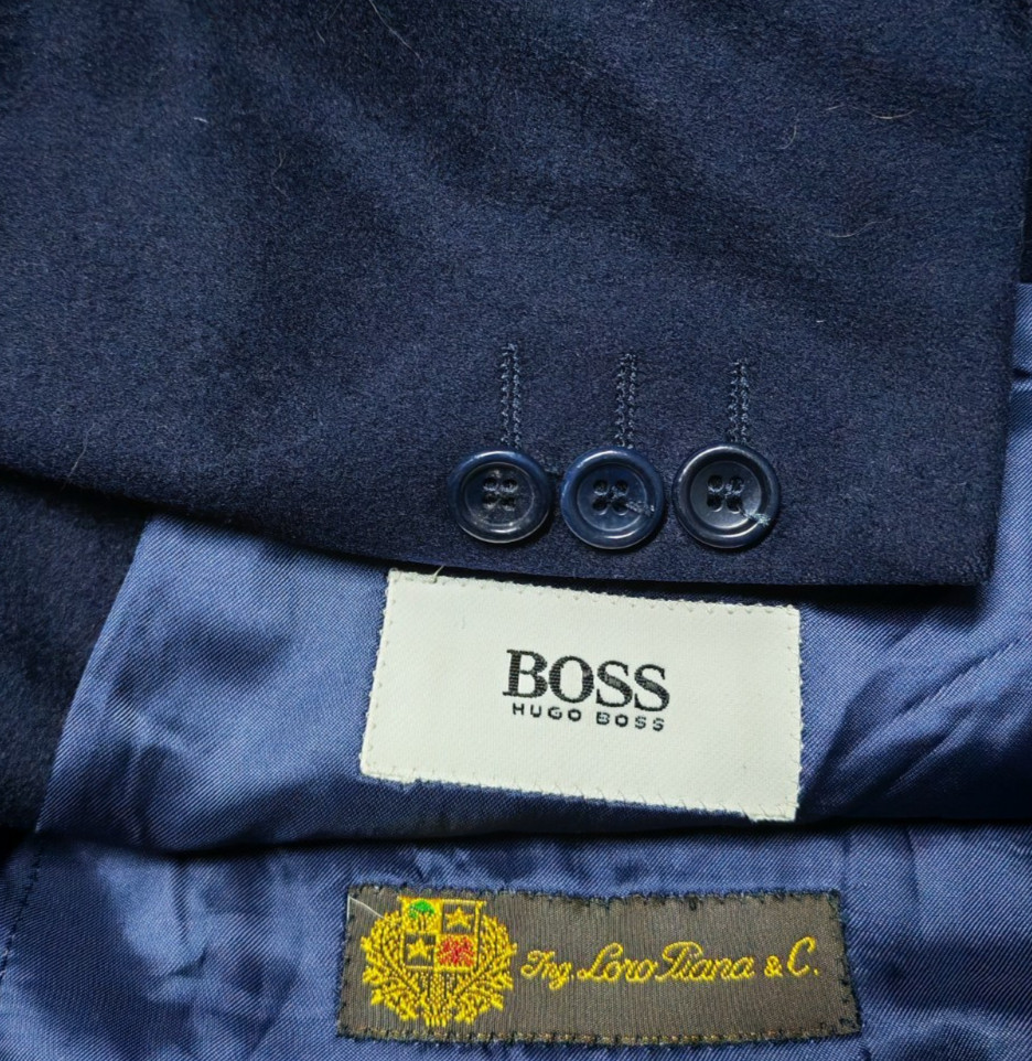 Vintage Hugo Boss wool cashmere Loro Piana navy suit jacket blazer 40R