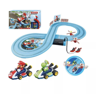 Carrera First Mario Kart Slot Car Race Track With Spinners 2 Cars Yoshi