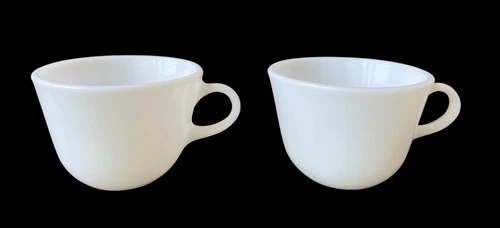 Vintage PYREX White Opal Coffee Tea Cups Mugs Milk Glass Set Of 2