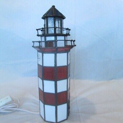 Genuine Stained Glass Lighthouse Lamp, Stained Glass Lighthouse Lamp