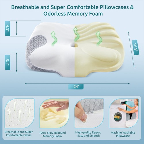 Zervikales Memory-Schaum Kissen Nackenschmerzlinderung orthopädisches Bett Queen Seitenschläfer - Bild 7 von 9