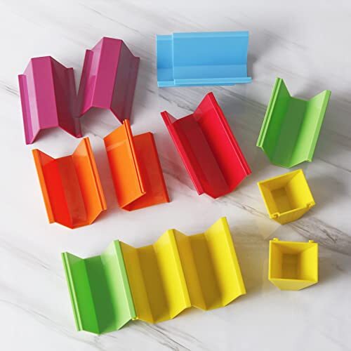 Colorful Taco Holder Stands - Set of 12 with 2 Condiment Dishes,Taco Tray - Photo 4/6