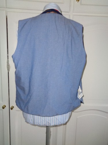 DEVRED SAS NAVY DOUBLE BREASTED WAISTCOAT SIZE XL--UK 44 PIT TO PIT 22" - Picture 6 of 7