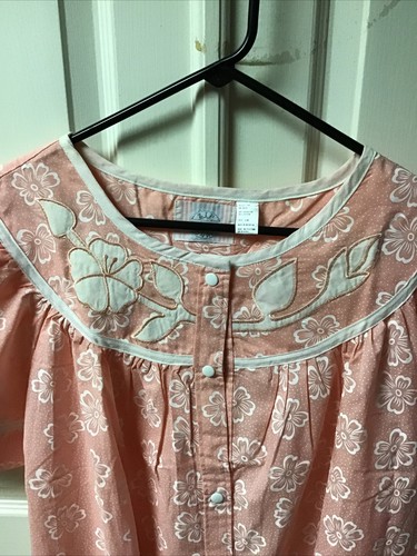 Vintage Zip Snap Wrap Womens 22w House Coat Dress Gown Robe Pink Floral NWT - Picture 3 of 9