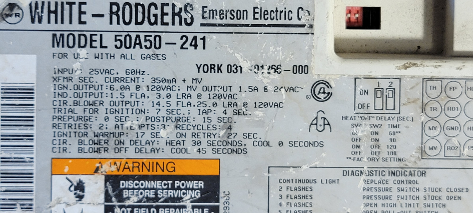 WhiteRodgers 50A50241 Furnace Control Board 03101266000 eBay