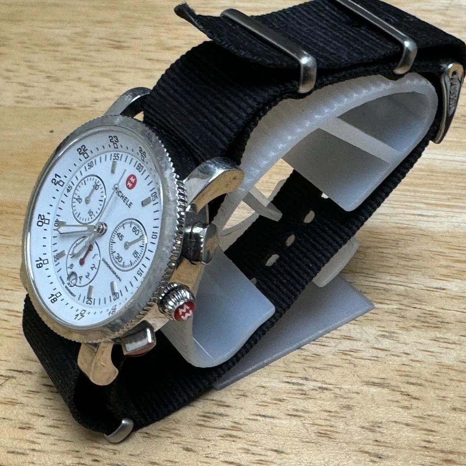 Michele Reloj Suizo Cuarzo SS00718 Hombre Plata Zafiro Cronógrafo Batería Nueva Foto 4 de 4