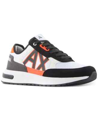 ARMANI EXCHANGE XUX090 MENS SNEAKERS LACE UP BLACK WHITE ORANGE SIZE 7M NIB 