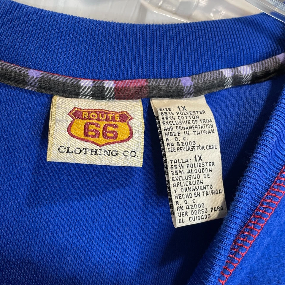 Moletom Rte 66 feminino 1X pulôver azul real aplique reverso logotipo bordado - Imagem 4 de 4