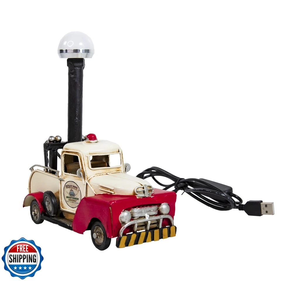 Berfutall-Decorative Rustic Red Vintage Truck USB Table Lamp,Night Light with - Image 3 of 4