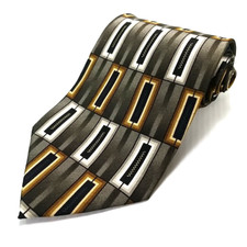 Vitrage Luxury Tie Black White Gray Geometric Printed Silk Necktie Ships Fast 