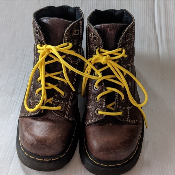 Dr.Martens Mens 8A07 High Top Leather Chunky Platform Boots shoes sz 9 DOC MARTENS 8A07 Brown Leather Chunky Chonky Platform High  main image 4