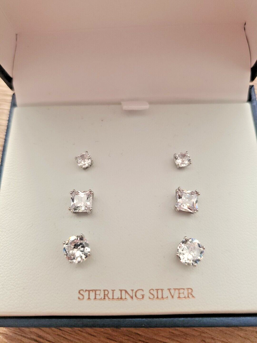 Lumineux Designs Set of 3 Pairs Sterling Silver Cubic Lumineux Designs Set of 3 Pairs Sterling Silver Cubic