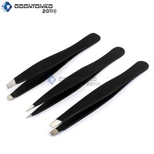 Pro 3 Stainless Steel Slant Tip Tweezer Precision Eyebrow Hair Remover BTS-358