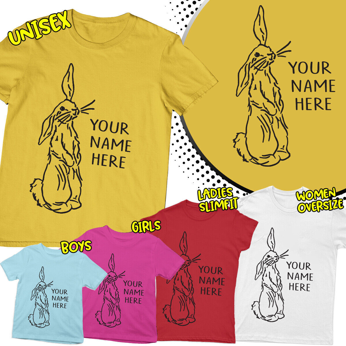 Personalisiertes T-Shirt Gesegnete Ostern süß Hase Basteln Frühling Familie #ED