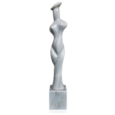 Skulptur Stilizzata Figur Frau IN Marmor Wei&szlig; Gl&auml;nzend Skulptur H.40 CM