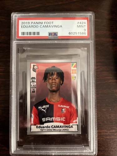 2019 Panini Foot Sticker Eduardo Camavinga Rookie RC Madrid Stade PSA 9 Low Pop