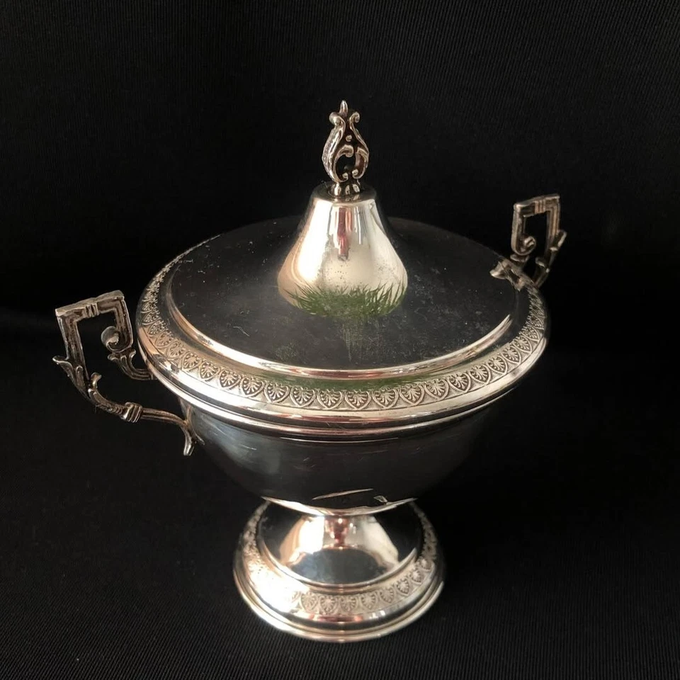 Antique Silver Sugar Bowl Italy 20th Century Silver 800 Signed - Image 3 of 4