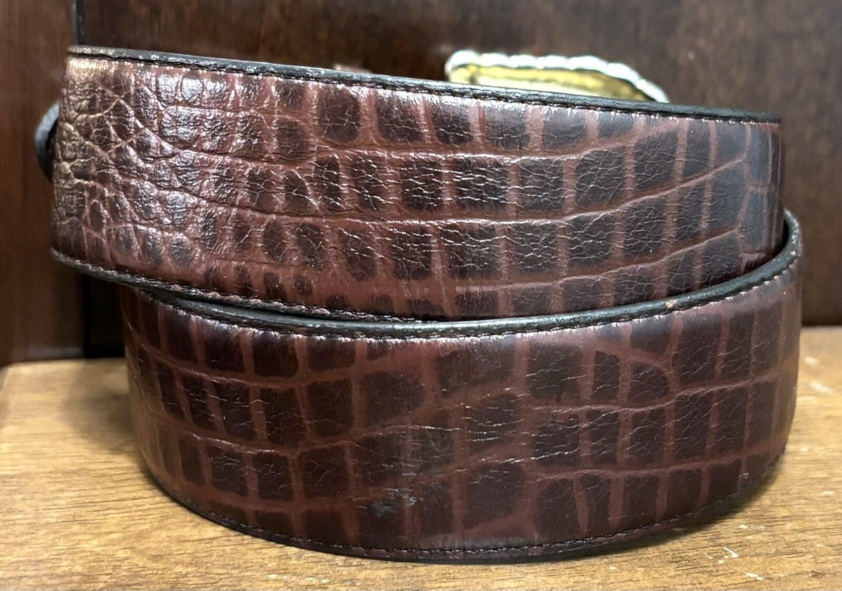 Ritz Accessories Brown Croc Embossed Leather Belt S/M 1.5  display picture 1