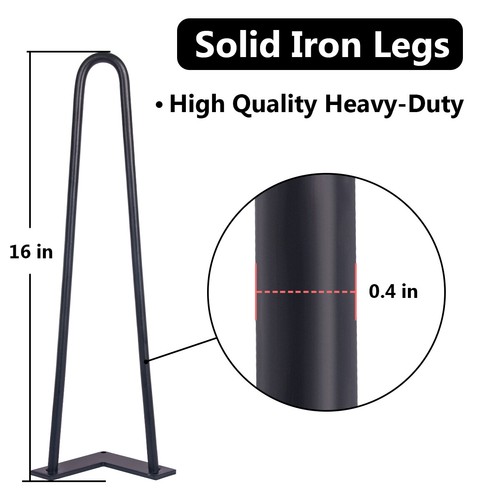 6'' 16'' 28'' Coffee Table Metal Hairpin Legs Solid Iron Bar Black Set of 4 USA - Picture 14 of 17