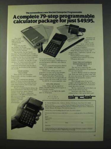 1979 Sinclair Enterprise Programmable Calculator Ad - Afbeelding 1 van 1
