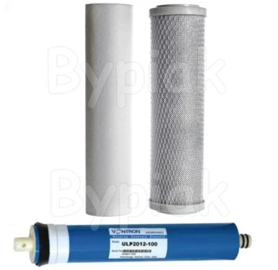 VONTRON MEMBRANE Complete Filters Replacement & Membrane for 3 Stage Reverse Osmosis RO Unit 10"