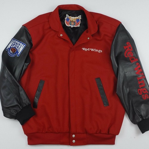 Vintage Detroit Red Wings Jeff Hamilton Jacket Leather Wool Rare NHL USA 90s