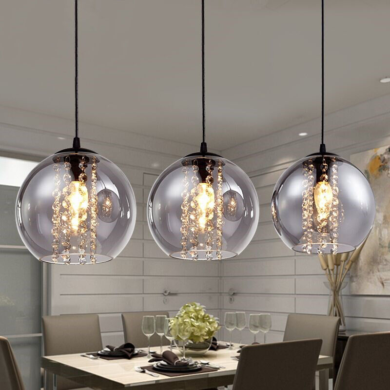 Modern Glass Ball Crystal Ceiling Light Kitchen Bar Pendant Lamp ...