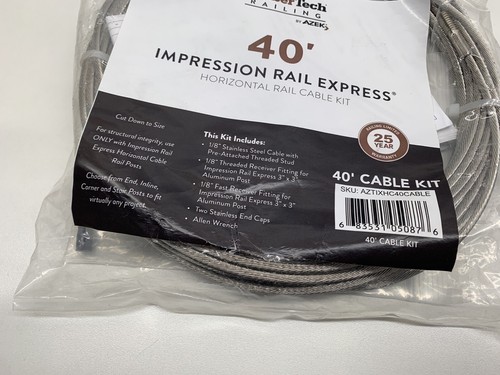 Kit de cables expresos de riel de impresión de barandilla Azek Timber Tech 40’ acero inoxidable - Imagen 2 de 3
