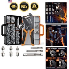 3-Size Grommet Tool Kit - 1/2" 1/4" 3/8" Hole Punch  Eyelet Setting Tool wit...